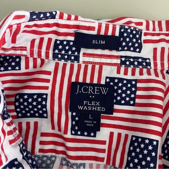 J Crew Factory American Flag Printed Shirt Large Red White Blue AO575 - Picture 5 of 8